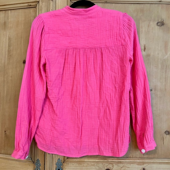 J. Crew Vibrant Pink Cotton Blouse with Button Detail Size XXS - Picture 2 of 5